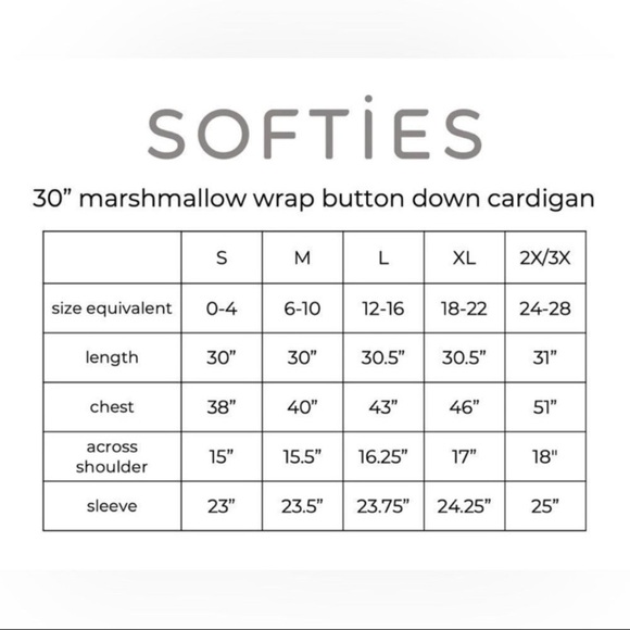 Softies 30” Marshmallow heathered button down cardigan with tie size 2x/3X - Picture 4 of 8